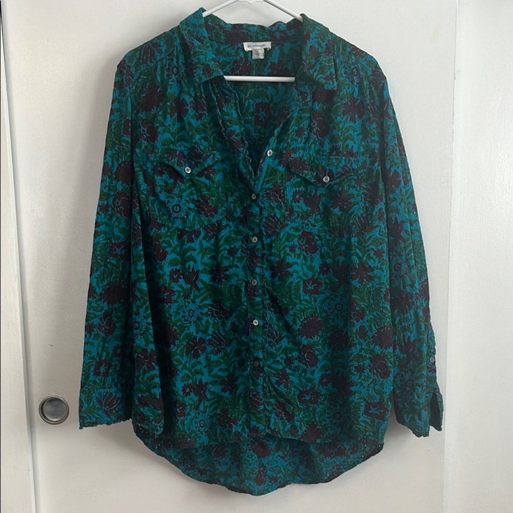 Sundance Teal and Burgundy Blouse